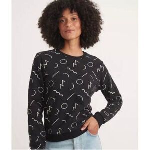 Marine Layer Anytime Sweatshirt in Black Noodle Print